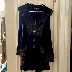 Designer long buttoned sweater jacket